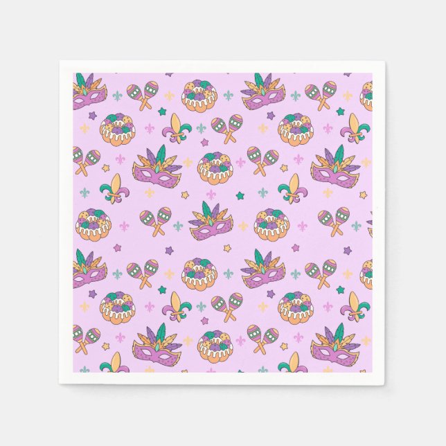 Preppy Mardi Gras King Cake Party Napkins (Front)