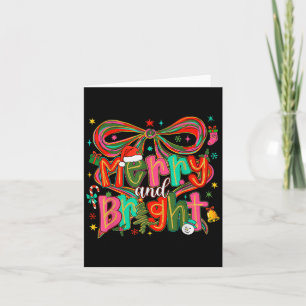 Preppy Merry And Bright Coquette Bow Pink Christma Card