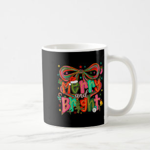 Preppy Merry And Bright Coquette Bow Pink Christma Coffee Mug