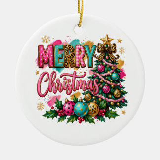 Preppy Merry Christmas Ceramic Tree Decoration