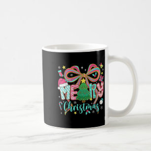 Preppy Merry Christmas Coquette Bow Pink Christmas Coffee Mug