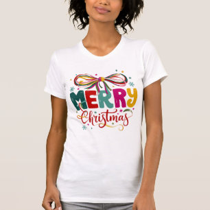 Preppy Merry Christmas Coquette Bow Xmas  T-Shirt