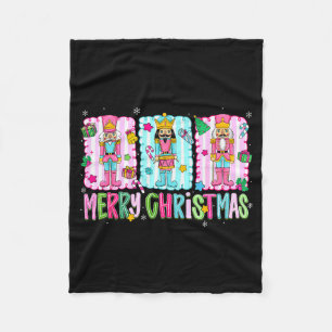 Preppy Merry Christmas Cute Nk Nutcracker Girl Wom Fleece Blanket