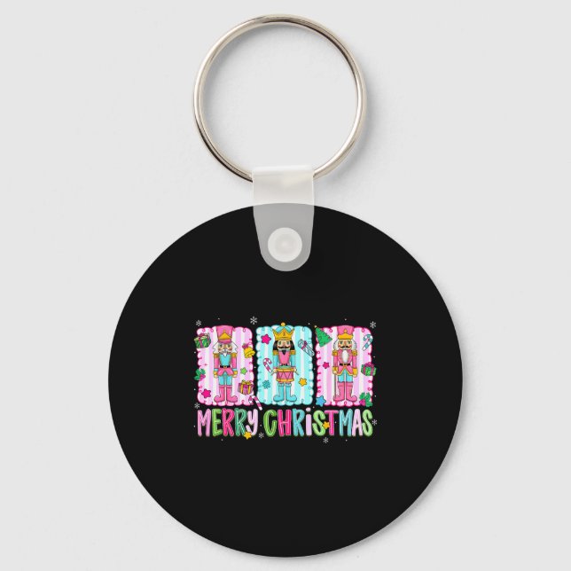 Preppy Merry Christmas Cute Nk Nutcracker Girl Wom Key Ring (Front)