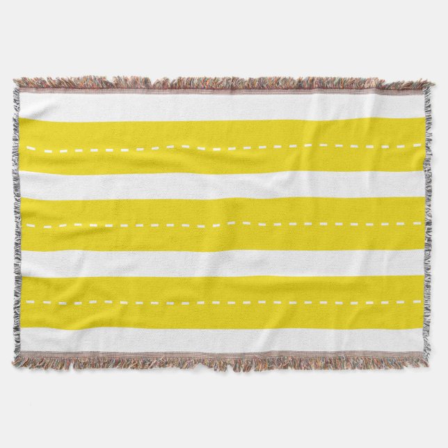 Preppy Modern Yellow White Stripes Throw Blanket (Front)