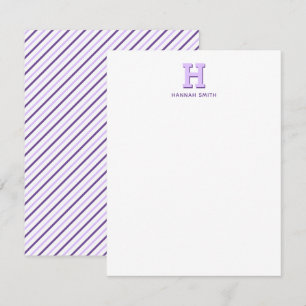 Preppy Monogram and Stripe Note Card