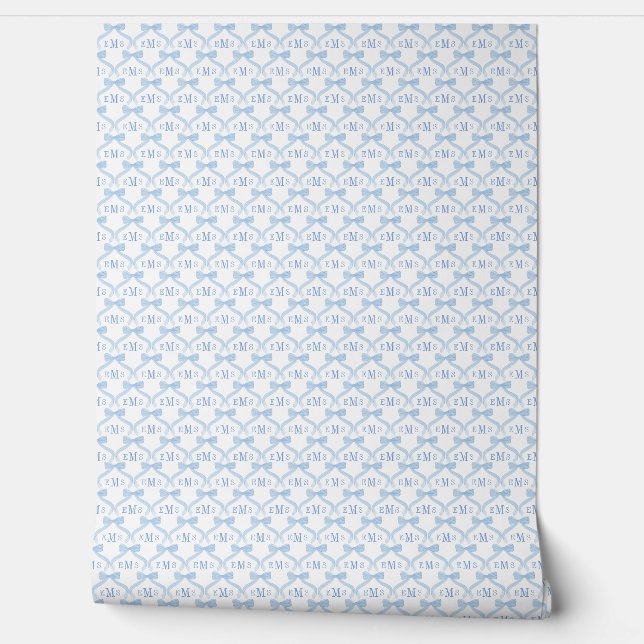 Preppy Monogram Baby Boy Nursery Wallpaper (Unrolling)