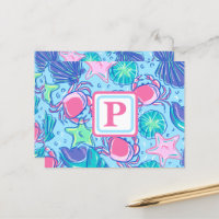 Preppy Monogram Beach Shell Crab