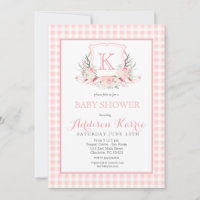 Preppy Monogram Crest Baby Shower Invitation