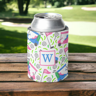 Preppy Monogram Golf Can Cooler
