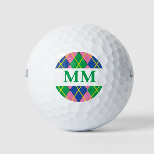 Preppy Monogram Initial  Golf Balls (Front)