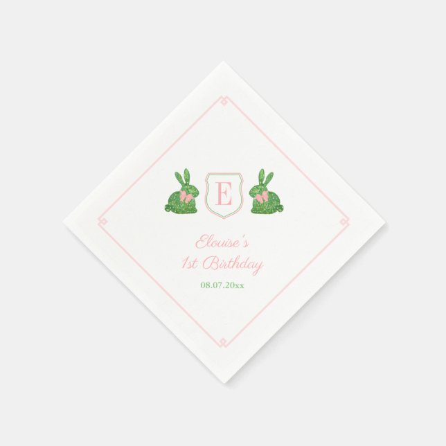 Preppy Monogram Spring Birthday Party For Girl Napkin (Corner)