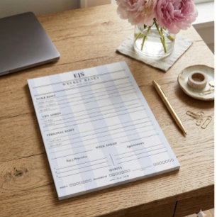 Preppy Monogram Weekly Reset Notepad Planner