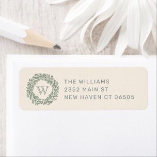Preppy Monogram Wreath Return Address Label