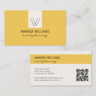 Preppy Monogram Yellow and Cream Professional Business Card