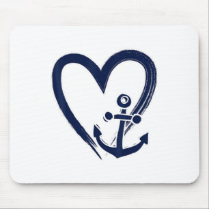 Preppy Nautical Anchor Sailors Boaters And Yachtin Mouse Pad