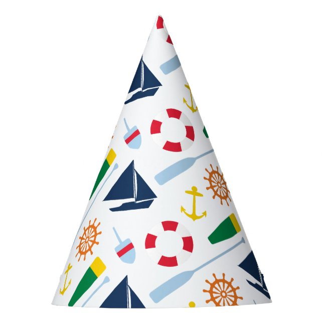 Preppy Nautical Birthday Party Hat (Front)