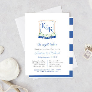 Preppy Nautical Crest Wedding Rehearsal Dinner Invitation