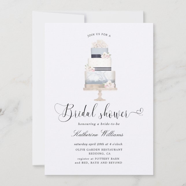 preppy nautical floral cake Bridal Shower (Front)