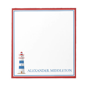 Preppy Nautical Lighthouse Personalized Notepad
