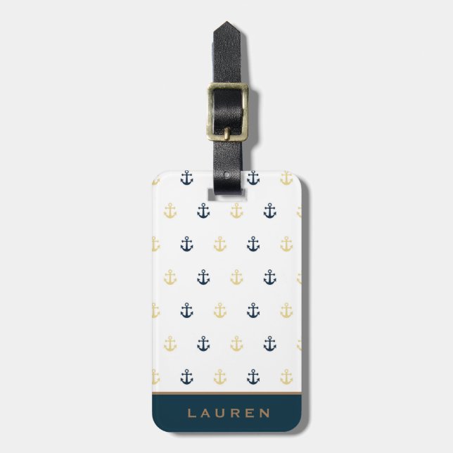 Preppy Nautical ⎢Monogram Luggage Tag (Front Vertical)