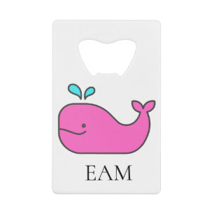 Preppy Nautical Pink and Aqua Whale Monogram