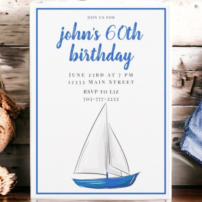 Preppy Nautical Sailboat Birthday / Coastal Party Invitation (Creator Uploaded)