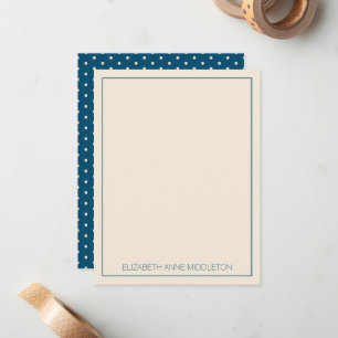 Preppy Navy Blue and Cream Polka Dot Personalised Card