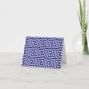 Preppy Navy Blue White Greek Key Pattern Card