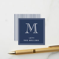 Preppy Navy Blue & white Monogram Gift Tags