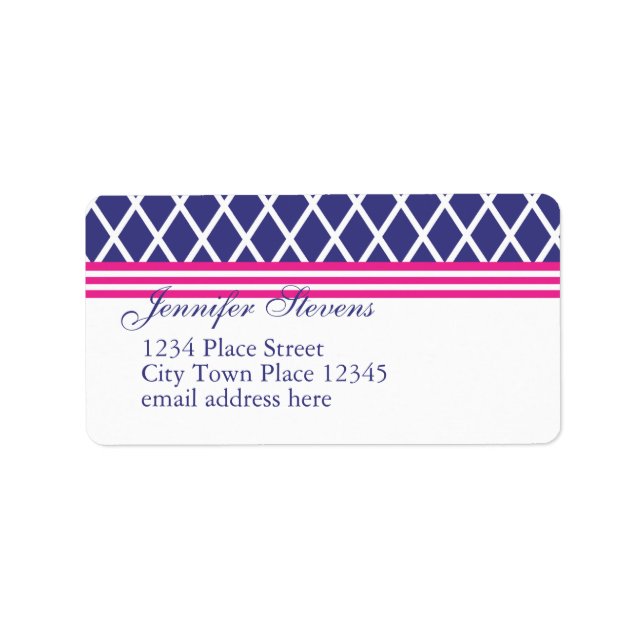 Preppy Navy Lattice Label (Front)