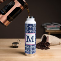 Preppy Navy White Octagon Monogram Coffee