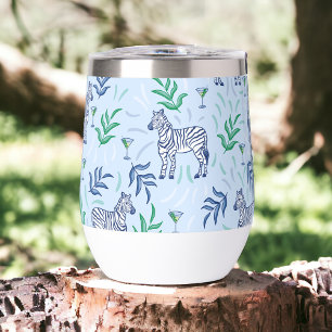 Preppy Navy Zebra Martinis Blue 