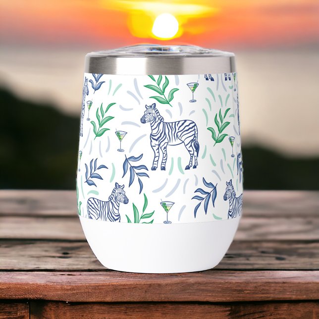 Preppy Navy Zebra Martinis White (Creator Uploaded)