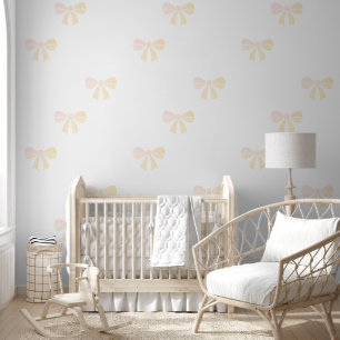 Preppy Neutral Bow Baby Girl Kids Wallpaper