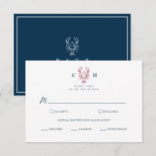 Preppy New England Lobster Wedding RSVP Card