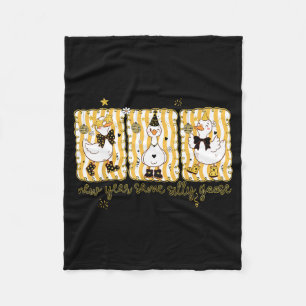 Preppy New Year Same Silly Goose Coquette Bow Happ Fleece Blanket