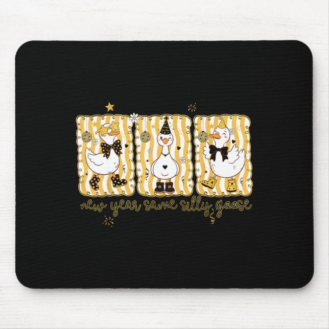 Preppy New Year Same Silly Goose Coquette Bow Happ Mouse Pad (Front)