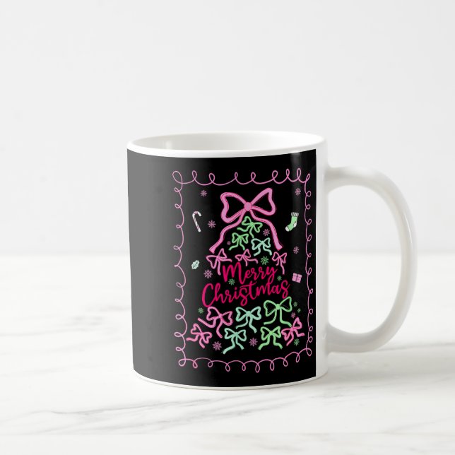 Preppy Nk Coquette Bow Christmas Tree Girly Xmas H Coffee Mug (Right)