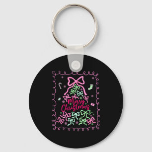 Preppy Nk Coquette Bow Christmas Tree Girly Xmas H Key Ring