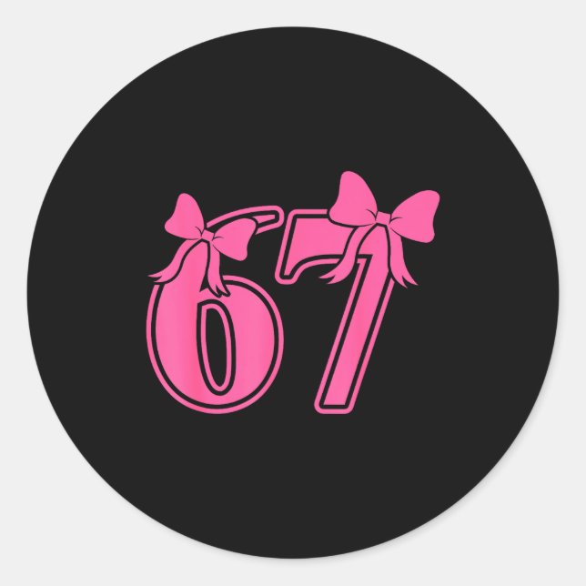 Preppy Nk Coquette Bow Lace 67 Six Seven Meme Wome Classic Round Sticker (Front)