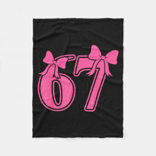 Preppy Nk Coquette Bow Lace 67 Six Seven Meme Wome Fleece Blanket