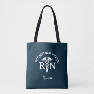Preppy Nurse RN Medical Navy Blue Personalised Tote Bag