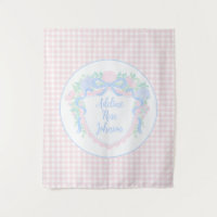 Preppy Nursery Watercolor Crest Custom Name