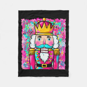 Preppy Nutcracker Merry Christmas Xmas Pajamas Wom Fleece Blanket