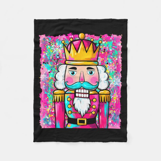 Preppy Nutcracker Merry Christmas Xmas Pajamas Wom Fleece Blanket (Front)