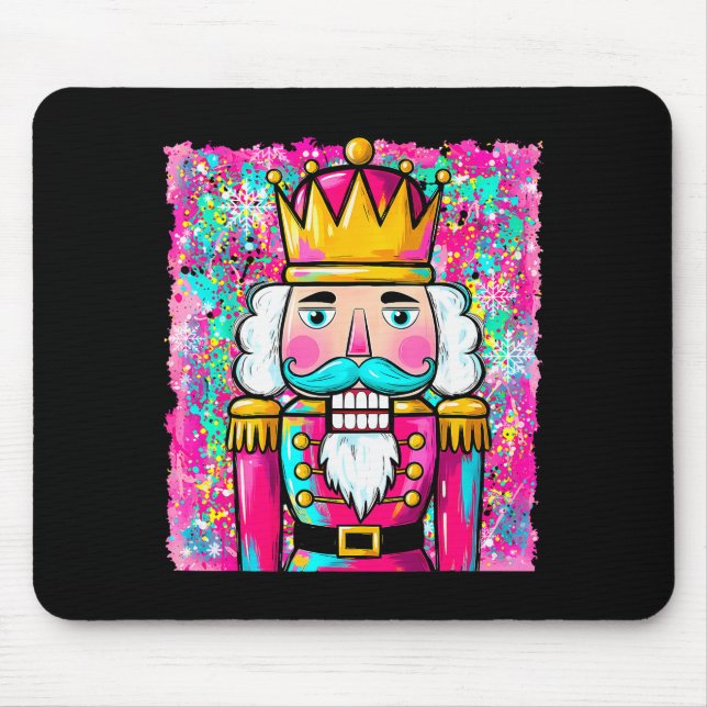 Preppy Nutcracker Merry Christmas Xmas Pajamas Wom Mouse Pad (Front)