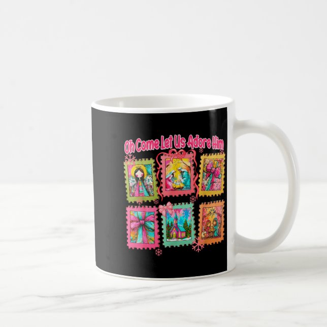 Preppy Oh Come Let Us Adore Him Christian Christma Coffee Mug (Right)