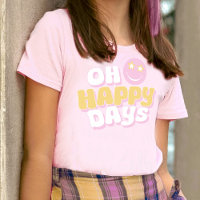 Preppy Oh Happy Days slogan smilie face