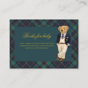Preppy Old Money Teddy Baby Shower books for baby Enclosure Card